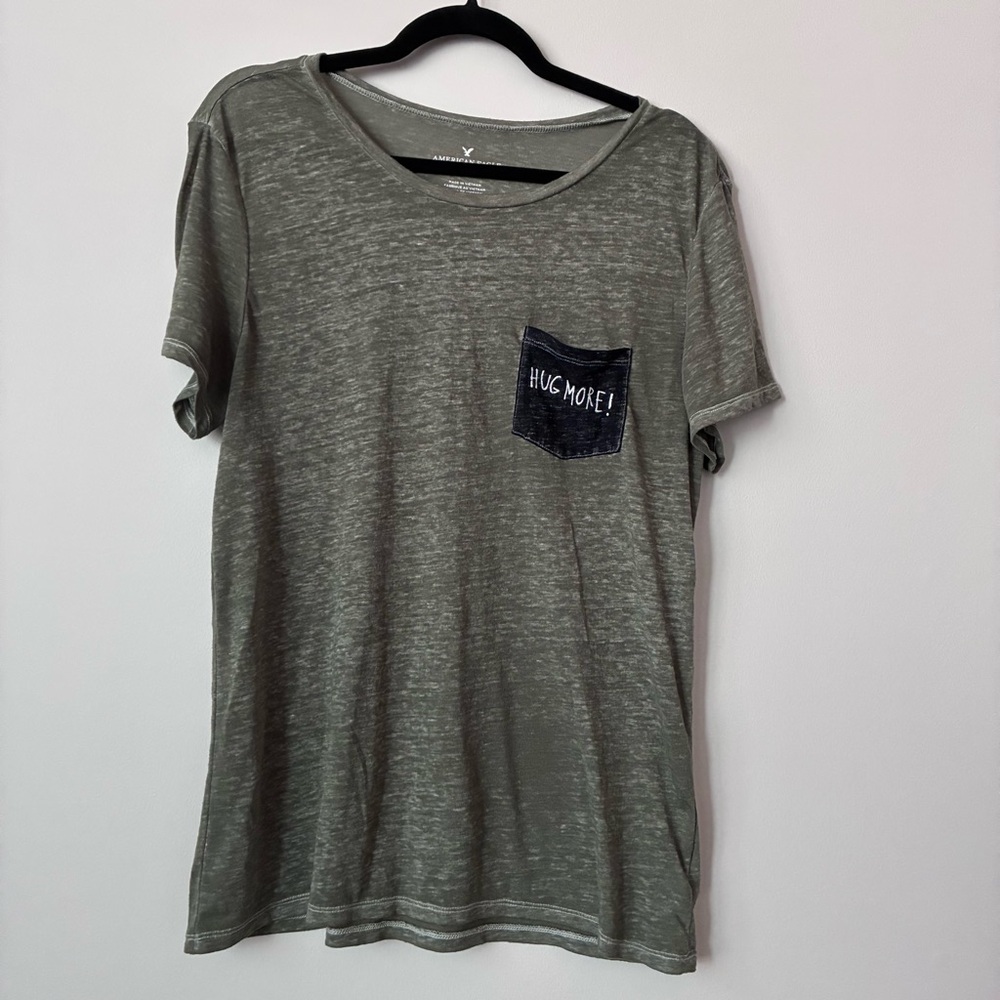 American Eagle Outfitters olive green distressed T-Shirt